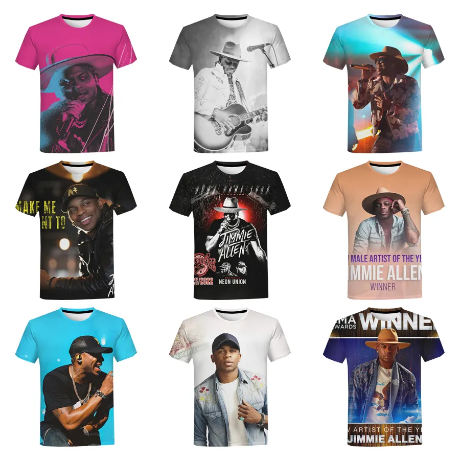 2022 American Country Music Singer and Songwriter Jimmie Allen T-shirt Cool da uomo con stampa 3D Street Harajuku Trend Unisex top