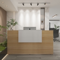 Bureau de réception moderne en bois blanc pour salon de beauté, hôpital et supermarché - Taille et forme personnalisables