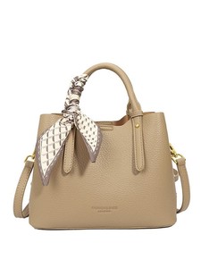 กระเป๋าถือทรงถัง PU สำหรับผู้หญิง FASHIONABROS พร้อมโบว์ตกแต่ง สายสะพายถอดได้ ดีไซน์หรูหรา ใช้ได้ทุกวัน กระเป๋าสะพายข้าง - Product Image 3