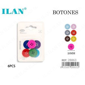Bottoni Ilan 20Mm 6 Pezzi Multicolore 4 Fori - Product Image 3
