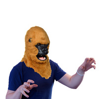 Masque PS Gorilla fait à la main avec mâchoire mobile réaliste fausse fourrure pleine tête Animal masque pour Halloween Cosplay farces vidéos virales