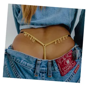 Horóscopo de cadena para el vientre para mujer, Bikini Sexy con cristales brillantes y letras, cadena en T, cadenas de cintura, Tanga, 12 - Product Image 1