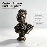 Buste en résine finition bronze, sculpture classique de figure masculine, statue romaine, couleur et taille personnalisables, matériau artistique pour jardin extérieur