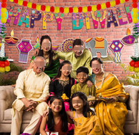 Guirlande de décoration murale pour cheminée, drapeau, couronne de fleurs de marguerite, étiquettes et ornements pour la fête de Diwali