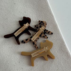 日韩时尚卡通猫设计发夹厚醋酸纤维可爱推车发夹复古豹纹发夹女孩 - Product Image 2