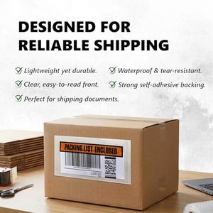 Custom <b>Logo</b> Clear Plastic Side Loading Blank Envelope Pouches for Packing List, Adhesive Shipping Label Sleeve - Product Image 3