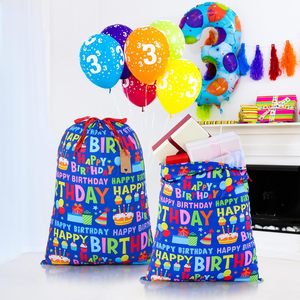 Sacchetti Regalo in Tela Colorati a <span class=keywords><strong>Tema</strong></span> Compleanno con Cordoncino, Borse Riutilizzabili per Regali e Feste - Product Image 4