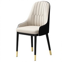 Chaise de salle à manger nordique de luxe léger, style italien moderne et minimaliste, rembourrée en cuir, avec accoudoirs et structure métallique, pour la maison et les restaurants