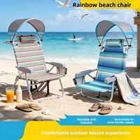 Chaise pliante d'extérieur en fer, chaise de camping portable avec dossier, chaise de plage anti-UV, chaise longue d'extérieur avec auvent, mobilier d'extérieur