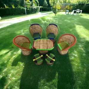 Juego de silla otomana multicolor de forma redonda de nuevo diseño moderno con mesa para sala de estar, cafetería, restaurante - Product Image 6