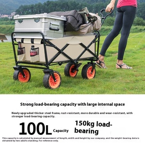 Outdoor <strong>Hand</strong>-Pull <strong>Folding</strong> Camping <strong>Cart</strong> Stainless Steel Camp Trailer &amp; Shopping Trolley for Stall Camping &amp; Travel - Product Image 3