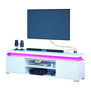 Chêne blanc led table tv rack support meuble complet moderne en bois style europe pour salon glam tv meuble