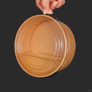 Bol à salade en papier kraft jetable écologique, récipient alimentaire biodégradable anti-fuite avec impression personnalisée - Product Image 5