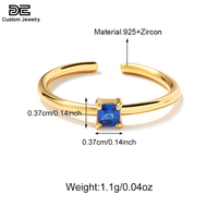 DE exquis minimaliste redimensionné coloré Zircon anneaux fins en argent Sterling 925 plaqué or 14K bijoux pour femmes marque de mariage