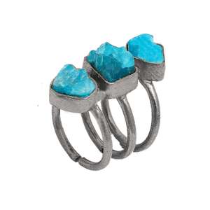 Bague brute en appatite véritable faite à la main, bijoux en argent plaqué or sterling 925 vente entière fabrication exportateur Casa De Plata - Product Image 2
