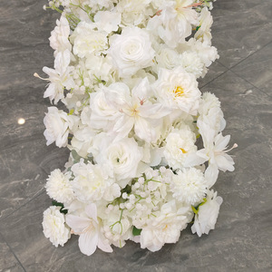 Runner di Fiori Artificiali Bianchi Mix Copertura per Pavimento per Corridoio Matrimoniale Decorazione Casa <span class=keywords><strong>Rose</strong></span> di Seta Gypsophila - Product Image 4