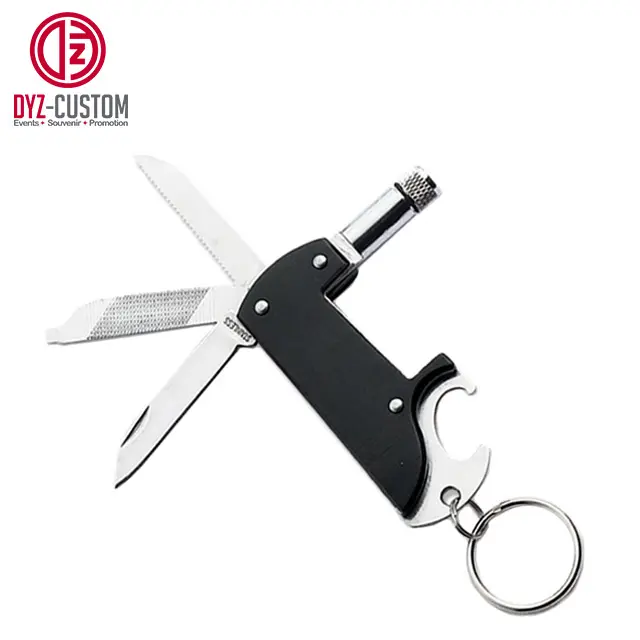 5 in 1 Multi-purpose LED Light Keychain Mini Pocket knife tool keyring