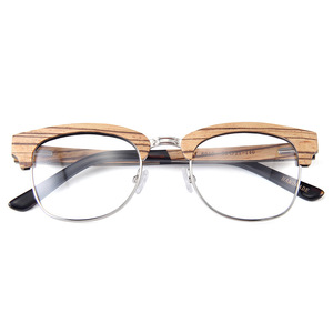Nouvelles lunettes optiques demi-cerclées en bois avec branches en acétate et protection anti-lumière bleue pour la myopie, unisexe, taille moyenne - Product Image 4
