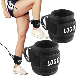 Custom Logo Neoprene Padded Weight Workout Support Ankle Cuffs D-ring Adjustable Ankle Straps for Gym Cable Machines Workout Fit