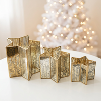 Vente en gros de porte-bougie en verre mercure en forme d'étoile en 3 tailles, fabriqué à la main et durable pour les décorations de Noël et d'événements