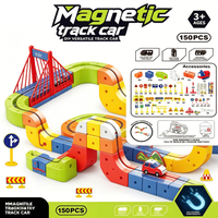 150 piezas YS TOYS Tren Magnético Flexible con Batería de Litio, Juguete de Plástico ABS para Ensamblar, Cubo de Riel de Tren, Edades 2+