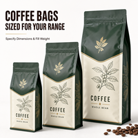Sacs à café à fond plat imprimés en héliogravure, tailles personnalisées, avec valve et fermeture éclair, pochettes verticales pour l'emballage du café et des aliments pour animaux de compagnie