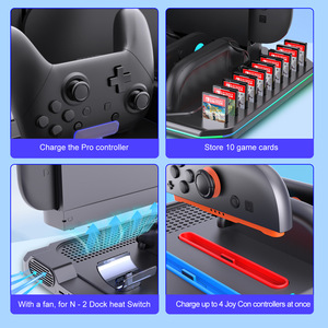 Nueva Base de Carga para Control de Switch 2, <span class=keywords><strong>Cargador</strong></span> de 4 Puertos, Soporte Ultrafino <span class=keywords><strong>con</strong></span> Almacenamiento para Tarjetas de Juego - Product Image 4