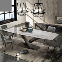 Table à manger en granit de luxe moderne avec 6 chaises Ensemble de meubles de salle à manger