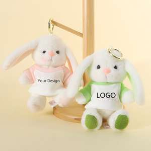 Portachiavi Peluche Coniglietto Personalizzato con Logo, Morbido Coniglio Bianco Soffice con il Tuo Design per Regali Promozionali - Product Image 3