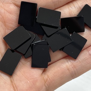9x11mm Rectangle Double <b>Flat</b> Natural Black Agate Stone for Jewelry Making - Product Image 3