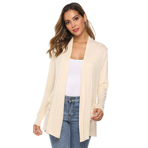 Women's Solid Color Long Sleeve Mid Length Knit <b>Cardigan</b> Plus Size Casual Sweater Coat For Stylish Commute - Product Image 5