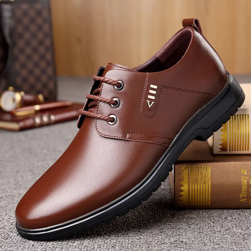 Business Casual Shoes for Adult Men Black Brown Formal Dress Shoes Career Work Office Basic Shoes Artificial PU Leather Soft Sol
