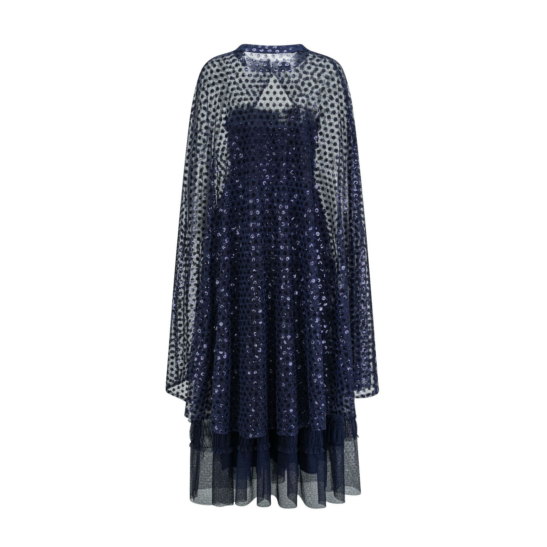 poncho evening dress R & M Richards Sequined Lace Cape Gown