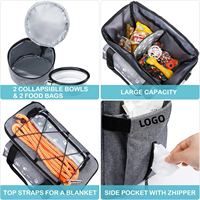 Sac de voyage pour chien approuvé par les compagnies aériennes, avec conteneurs pour nourriture et bols pliables, kit d'accessoires de voyage pour animaux de compagnie pour une nuit, sac de sortie pour animaux de compagnie