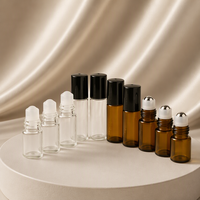 Flacons roll-on en verre ambré vides et rechargeables de 1 ml, 2 ml, 3 ml, 5 ml pour huiles essentielles, avec bille en métal ou en verre