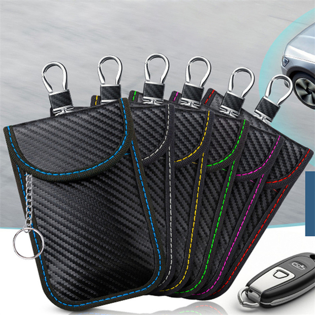 New Colorful Car Shielding Key Bag Carbon Fiber Key Wallet Anti-Location Rfid Keys Blocker Pouch Faraday Bag
