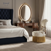 Trône de vanité impérial EKAR Regency |   Chaise de chambre à coucher capitonnée de style anglais de luxe |   Sièges personnalisés haut de gamme