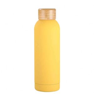 Minimalist Stainless Steel Vacuum Tumbler With Wooden Lid Gray Travel Bottle <b>Double</b> <b>Wall</b> Insulated 24H Heat Retention - Product Image 5