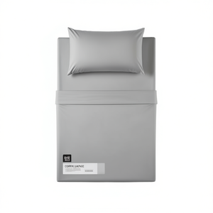 Parure de draps Viasoft en coton gris 2000 fils, drap-housse et drap plat avec taie d'oreiller, hypoallergénique, respirant, pour usage domestique - Product Image 1