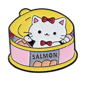 دبابيس معدنية مطلية بالمينا الناعمة بتصميم كرتوني مخصص للأطفال، بتصاميم طعام وقطط مضحكة، مع عبارة MEOW - Product Image 3