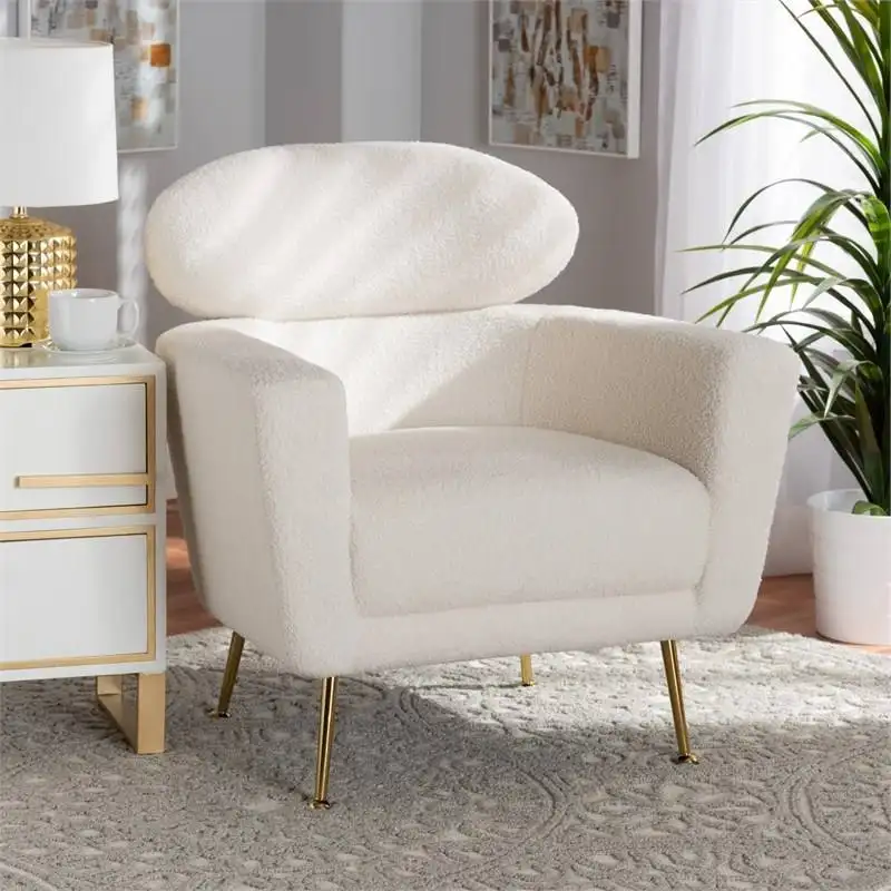 Hot-Sale Moderne Slaapkamer Woonkamer Stoel Fluwelen Gestoffeerde Accent Stoel Fauteuil Met Gouden Metalen Poten