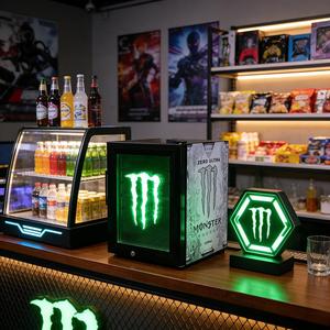21L Commercial Cooler Mini Display <strong>Fridge</strong> for <strong>Energy</strong> Drinks Glass Door with LED Logo Professional Cooling - Product Image 1