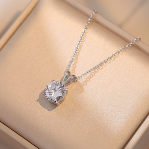 Collier pendentif solitaire minimaliste pour femme en acier inoxydable avec zircon <span class=keywords><strong>de</strong></span> laboratoire, plaqué or et argent, vente chaude - Product Image 2