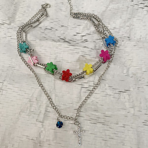 Collar con colgante de corazón floral de aleación de zinc, joyería de fiesta para mujer, estilo gargantilla, diseño geométrico - Product Image 3