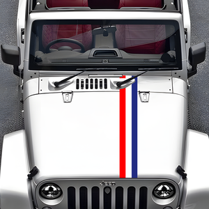 สติกเกอร์ติดรถแข่งลายทาง3สีฝากระโปรงรถและหลังคารถไวนิลกราฟิกสไตล์สปอร์ตพร้อมโลโก้ออกแบบได้ตามต้องการจากโรงงาน - Product Image 3