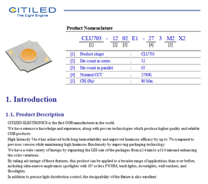 Puce LED COB Original Citizens CLU703-1202E1-402H5X3 12,6W 4000K 1420lm CRI90 Blanc Neutre pour Downlight - Product Image 2