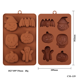 Khay khuôn làm bánh silicon 6 ngăn hình mặt nạ bí ngô Halloween dùng làm kẹo, bánh ngọt, sô cô la tự làm - Product Image 2