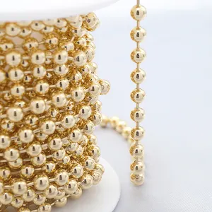 Factory Supply 4mm Gold Ball Chain Round Beaded Chain AU750 Solid Gold Chains 18K Gold Jewelry