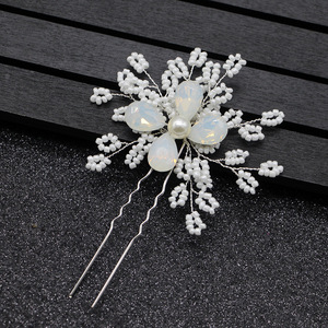 Épingle à <span class=keywords><strong>cheveux</strong></span> coréenne faite à la main avec des fleurs en perles, coiffe de mariage, accessoires pour <span class=keywords><strong>cheveux</strong></span> courts, transfrontalier - Product Image 1