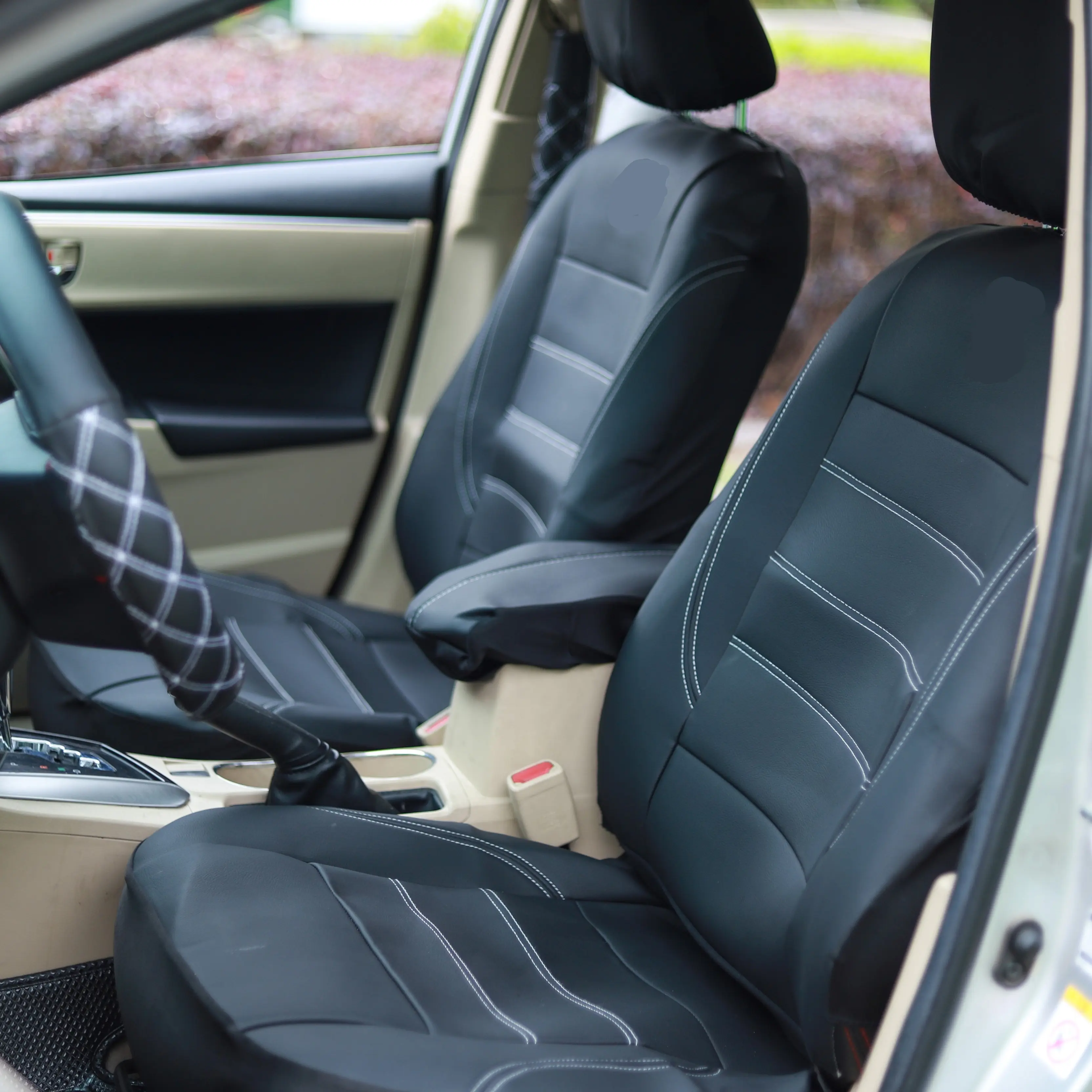 Funda de cuero con patrón clásico para asiento de coche, cubierta protectora de PVC para asiento de coche